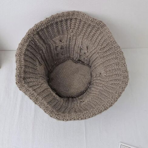 Minache Women Girls Winter Warm Bucket Hat Solid Color Beanie Hat Chunky Cable Knit Hats Foldable Floppy Knitted Cap in Saudi Arabia