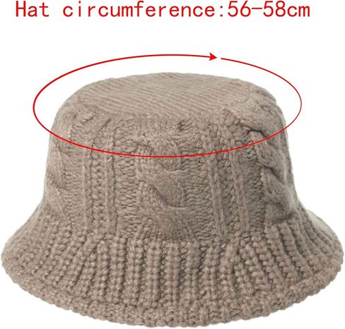 Minache Women Girls Winter Warm Bucket Hat Solid Color Beanie Hat Chunky Cable Knit Hats Foldable Floppy Knitted Cap in Saudi Arabia