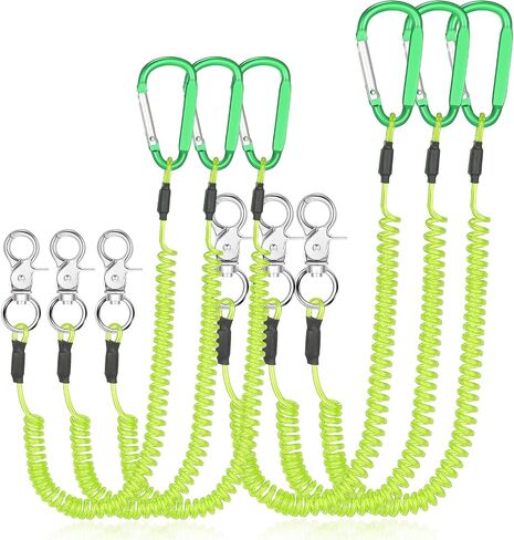 6 Pack Heavy Duty Fishing Lanyard Steel Wire Coiled Lanyard Kayak Retractable Tool Leash Fishing Rod Safety Lanyard Fishing Gear Lanyard Tether Accessories with Alloy Clips for Pliers Boating in Kuwait