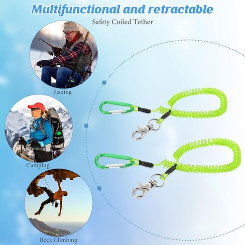 6 Pack Heavy Duty Fishing Lanyard Steel Wire Coiled Lanyard Kayak Retractable Tool Leash Fishing Rod Safety Lanyard Fishing Gear Lanyard Tether Accessories with Alloy Clips for Pliers Boating in Kuwait