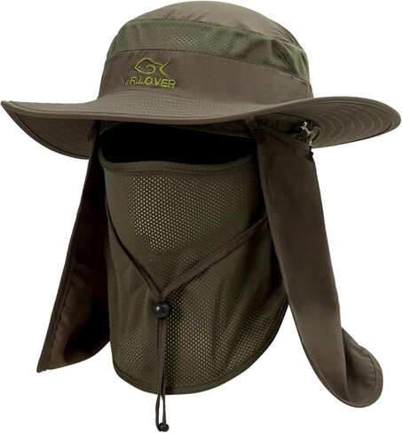 YR.Lover Outdoor UV Sun Protection Wide Brim Fishing Cap with Removable Flap in Saudi Arabia