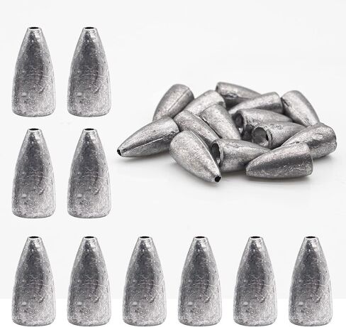 Fishing Bullet Weights, Lead Worm Weights with Smooth Design for Texas Rigs in Saudi Arabia