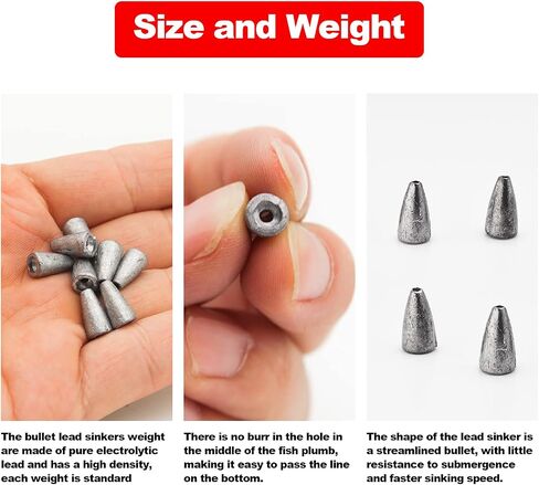 FREGITO 50pcs Fishing Weight Sinkers, Lead Worm Weights Fishing Sinkers for Bass Fishing Texas Rigs in Saudi Arabia