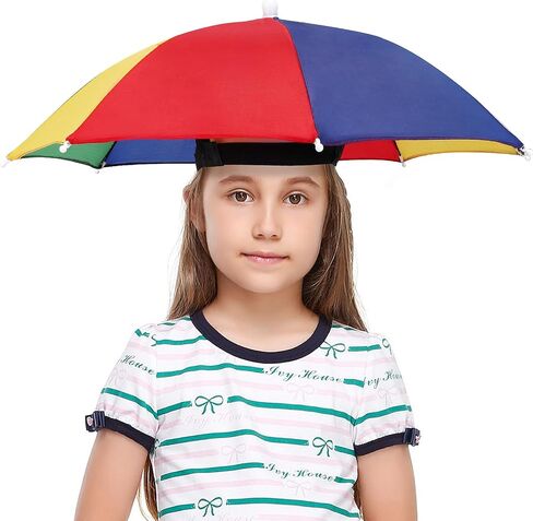 Folding Umbrella Hat - 21" Diameter Head Umbrella - Adjustable For Kids, Men, Women - Ideal For UV Shield, Rain Defense, Baseball Fun, Gardening Adventures£¬Headwear for Outdoor Party Beach Hiking in Kuwait