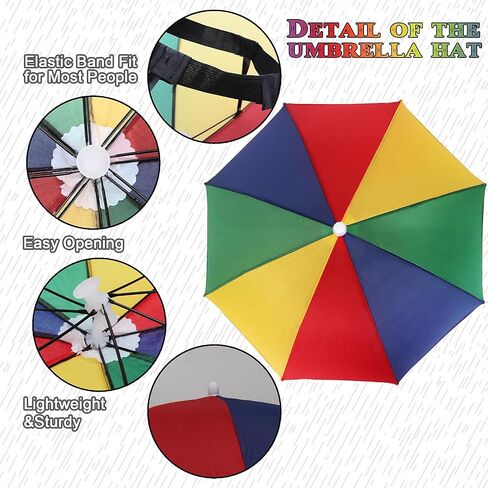 Folding Umbrella Hat - 21" Diameter Head Umbrella - Adjustable For Kids, Men, Women - Ideal For UV Shield, Rain Defense, Baseball Fun, Gardening Adventures£¬Headwear for Outdoor Party Beach Hiking in Kuwait