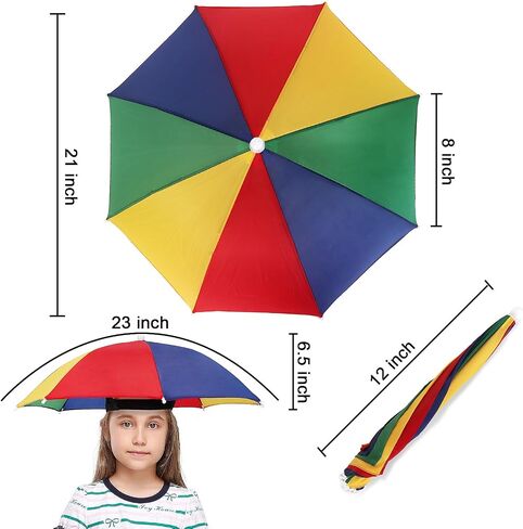 Folding Umbrella Hat - 21" Diameter Head Umbrella - Adjustable For Kids, Men, Women - Ideal For UV Shield, Rain Defense, Baseball Fun, Gardening Adventures£¬Headwear for Outdoor Party Beach Hiking in Kuwait