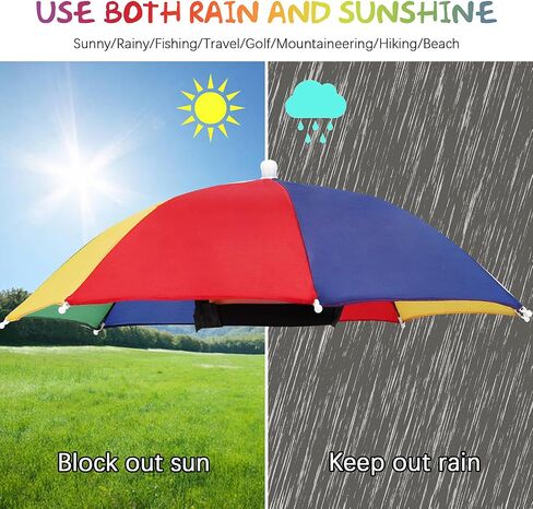 Folding Umbrella Hat - 21" Diameter Head Umbrella - Adjustable For Kids, Men, Women - Ideal For UV Shield, Rain Defense, Baseball Fun, Gardening Adventures£¬Headwear for Outdoor Party Beach Hiking in Kuwait