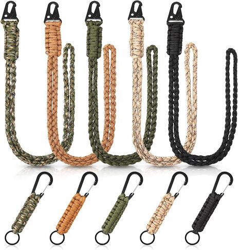 10 Pcs Paracord Lanyards Heavy Duty Neck Lanyards for ID Badges Braided Keychains Lanyards Necklace Keychain Lanyards Paracord Wrist Strap Keys Hook Whistles Camera Wallet Outdoor Activities in Saudi Arabia