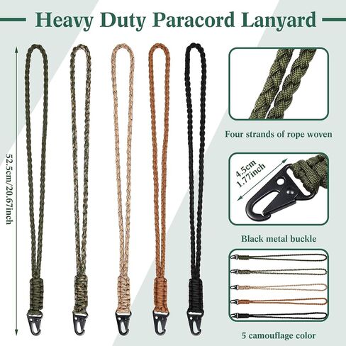10 Pcs Paracord Lanyards Heavy Duty Neck Lanyards for ID Badges Braided Keychains Lanyards Necklace Keychain Lanyards Paracord Wrist Strap Keys Hook Whistles Camera Wallet Outdoor Activities in Saudi Arabia