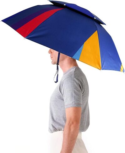Luwint 36'' Diameter Double Layer Folding Compact UV Rain Protection Umbrella Hat in Kuwait