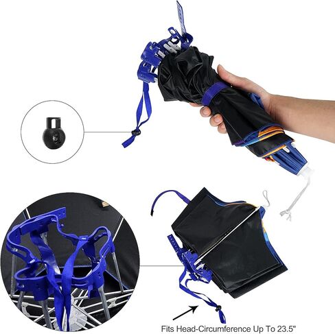 Luwint 36'' Diameter Double Layer Folding Compact UV Rain Protection Umbrella Hat in Kuwait