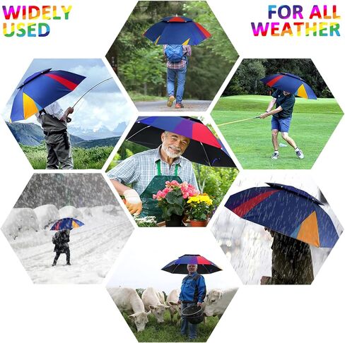 Luwint 36'' Diameter Double Layer Folding Compact UV Rain Protection Umbrella Hat in Kuwait