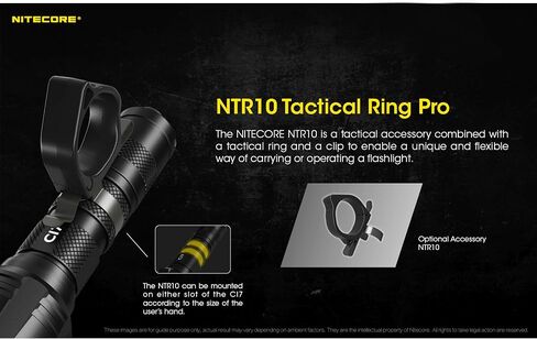 Nitecore NTR10 Tactical Clip-on Ring for Nitcore CI7, New P12, New P12R, P22R and i4000R, Black in Saudi Arabia