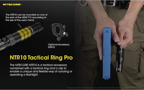 Nitecore NTR10 Tactical Clip-on Ring for Nitcore CI7, New P12, New P12R, P22R and i4000R, Black in Saudi Arabia
