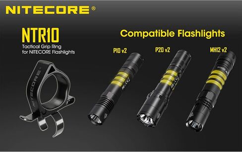 Nitecore NTR10 Tactical Clip-on Ring for Nitcore CI7, New P12, New P12R, P22R and i4000R, Black in Saudi Arabia