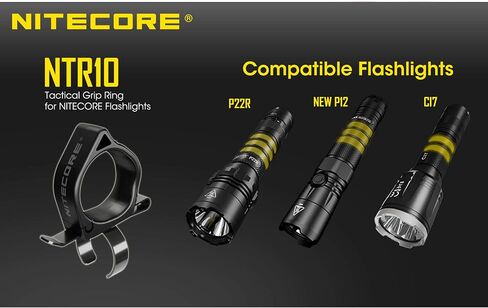 Nitecore NTR10 Tactical Clip-on Ring for Nitcore CI7, New P12, New P12R, P22R and i4000R, Black in Saudi Arabia