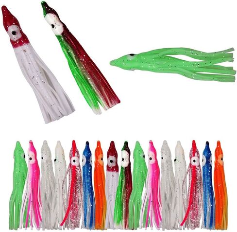 Fishing Squid Skirts Lures Glow Soft Plastic Octopus Skirts in Kuwait