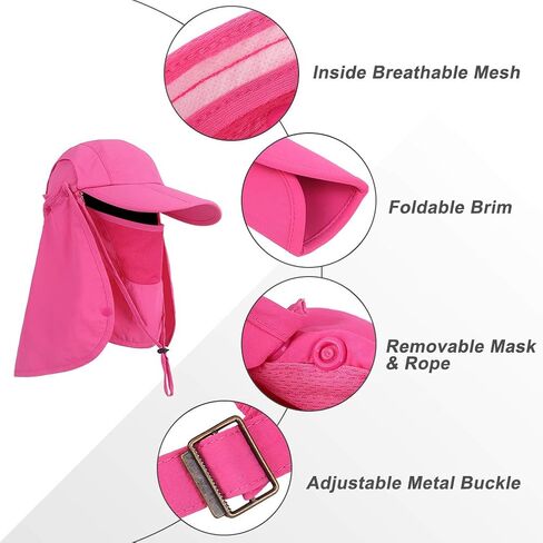 CRISTGEE Foldable Sun Cap, Fishing Hats, UPF 50+ Protection Caps with Face Mask Neck Flap in Kuwait