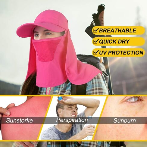 CRISTGEE Foldable Sun Cap, Fishing Hats, UPF 50+ Protection Caps with Face Mask Neck Flap in Kuwait