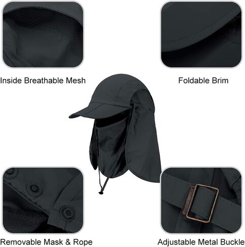 CRISTGEE Foldable Sun Cap, Fishing Hats, UPF 50+ Protection Caps with Face Mask Neck Flap in Kuwait