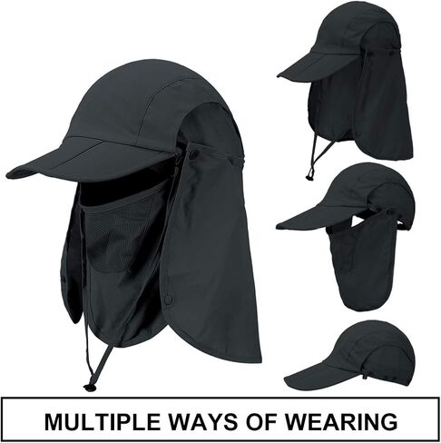 CRISTGEE Foldable Sun Cap, Fishing Hats, UPF 50+ Protection Caps with Face Mask Neck Flap in Kuwait