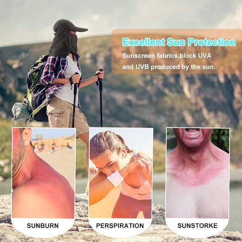 CRISTGEE Foldable Sun Cap, Fishing Hats, UPF 50+ Protection Caps with Face Mask Neck Flap in Kuwait