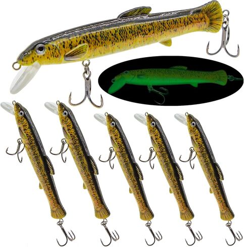 FREGITO صيد السمك بلوبر السحر توبوتر الصيد إغراء مع ذيل المروحة قلم رصاص سمك السلور بايك جثم خطاف ثلاثي الطعم لباس سمك السلمون المرقط العين رمادية فاتحة اللون بايك الصيد العائمة إغراء للمياه العذبة المياه المالحة in Kuwait