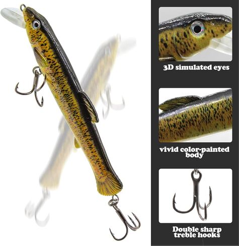 FREGITO صيد السمك بلوبر السحر توبوتر الصيد إغراء مع ذيل المروحة قلم رصاص سمك السلور بايك جثم خطاف ثلاثي الطعم لباس سمك السلمون المرقط العين رمادية فاتحة اللون بايك الصيد العائمة إغراء للمياه العذبة المياه المالحة in Kuwait