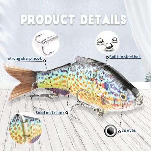 ODS Bionic Lure 3 Segmented Swimbait Lifelike with Fiber Tail Fishing Tackle for Pike Musky Trout in Kuwait