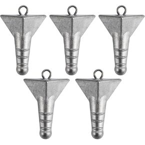Dr.Fish 5 Pack Storm Sinker Hatteras Surf Fishing Weight Pyramid Sinker Beach Casting Saltwater Surf Fishing Sinker for Sea Fishing Bottom Holder