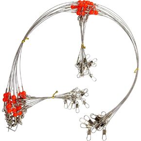 OROOTL Fishing Leader Wire Rigs Stainless Steel Wire Trace Leader Rigs Saltwater Bottom Fishing Rig with Swivels Snaps Beads High Strength Surf Fishing Rigs for Lures Bait Rig Hooks 1 Arm 2 Arms