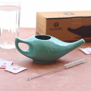 2activelife Yoga Neti Pot لتنظيف الجيوب الأنفية والاحتقان| مناسب للاستخدام في الميكروويف وغسالة الأطباق | وعاء Neti من السيراميك المتين المقاوم للتسرب| غسول الأنف مصنوع يدويًا من السيراميك المتين - أصفر خشخشة in Kuwait