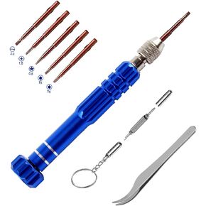 5-in-1 Eyeglass Repair Kit, 3in1 Multifunctional Small Screwdriver Set, Phone Repair Kit, Premium Screwdriver Tools Kit for Repairing Sunglasses, Watches, Electronic Products, Toys (Blue)