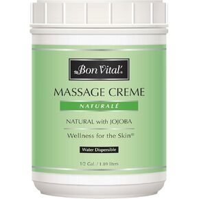 Bon Vital' Naturale Massage Creme, Professional Massage Therapy Cream with Natural Ingredients for an Earth-Friendly & Relaxing Massage, Full Body Daily Moisturizer for Smooth Skin, 6 Oz Pump Jar