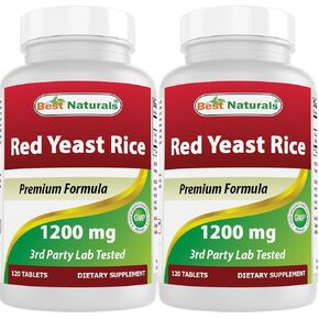 Best Naturals Red Yeast Rice Cholesterol Support 1200 mg (Non-GMO) 120 Tablets