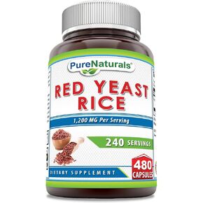 Pure Naturals Red Yeast Rice 1200 Mg per Serving, 240 Capsules Supplement | Non-GMO | Gluten Free | Made in USA in Kuwait