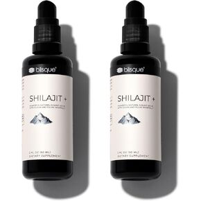 بلسك - قطرات معدنية من راتنج شيلاجيت الهيمالايا | نقي، طبيعي، عضوي | يحتوي على حمض الفولفيك والمعادن النزرة | 2 أونصة سائلة (عبوتين) in Kuwait