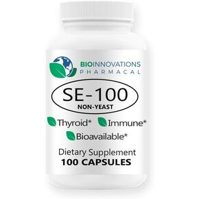 Bio-Innovations Pharmacal SE-100 100 ميكروغرام (100 قطعة) - خالي من خميرة السيلينيوم النقي يدعم صحة المناعة والقلب والأوعية الدموية والغدة الدرقية in Kuwait