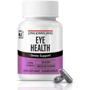 JungKwanJang Eye Health Support with Bilberry (166mg) and American Ginseng (143mg) for Vision Care, Reduced Eye Strain, Cognitive Support, 30 Capsules for Men and Women