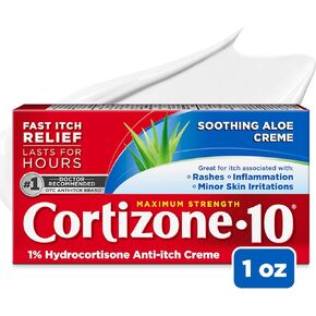 Cortizone 10 Maximum Strength Anti-Itch Cream with Soothing Aloe, 1% Hydrocortisone Creme, 1 oz.