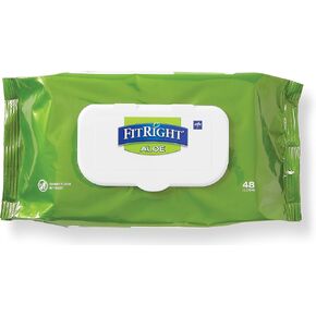 مناديل قماشية للتنظيف الشخصي من ميدلاين فيت رايت ألو، معطرة، عبوة من 48 قطعة، مناديل مبللة كبيرة للكبار مقاس 8 × 12 بوصة in Kuwait