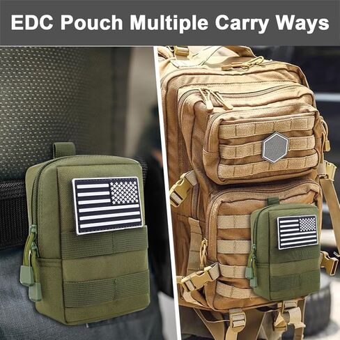 2 حزمة من الحقائب مولي، الحقيبة التكتيكية مولي سترة الحقيبة الهاتف الخليوي الحافظة حزام الحقيبة حقيبة الخصر حزمة EDC مول الملحقات حقيبة صغيرة الحقيبة المساعدة مع رقعة العلم، أسود in Kuwait