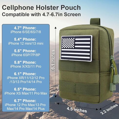 2 حزمة من الحقائب مولي، الحقيبة التكتيكية مولي سترة الحقيبة الهاتف الخليوي الحافظة حزام الحقيبة حقيبة الخصر حزمة EDC مول الملحقات حقيبة صغيرة الحقيبة المساعدة مع رقعة العلم، أسود in Kuwait