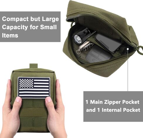 2 حزمة من الحقائب مولي، الحقيبة التكتيكية مولي سترة الحقيبة الهاتف الخليوي الحافظة حزام الحقيبة حقيبة الخصر حزمة EDC مول الملحقات حقيبة صغيرة الحقيبة المساعدة مع رقعة العلم، أسود in Kuwait
