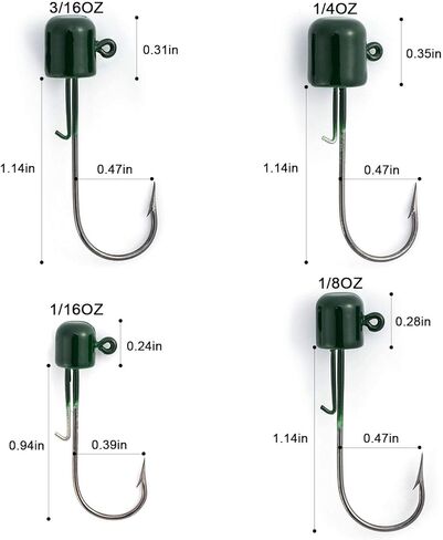 10 عبوات من Alwonder Ned Rig Head Jig Head لصيد الفطر، ألوان متعددة، رؤوس خطاف Mustad Bass للطعم البلاستيكي الناعم للمياه العذبة in Saudi Arabia