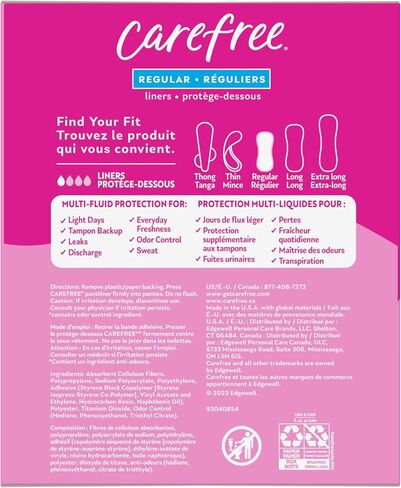 Carefree Panty Liners, Regular Liners, Unwrapped, Unscented, 120ct (Packaging May Vary) in Saudi Arabia