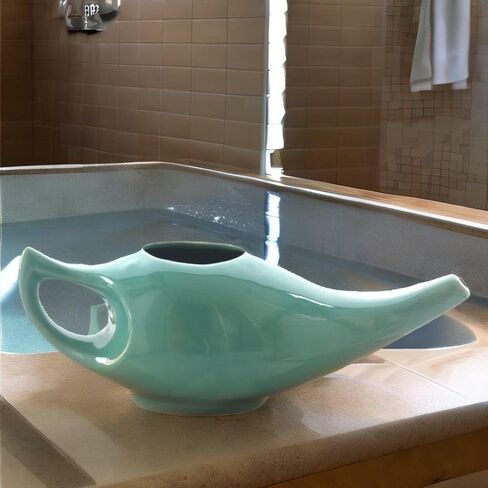 2activelife Yoga Neti Pot لتنظيف الجيوب الأنفية والاحتقان| مناسب للاستخدام في الميكروويف وغسالة الأطباق | وعاء Neti من السيراميك المتين المقاوم للتسرب| غسول الأنف مصنوع يدويًا من السيراميك المتين - أصفر خشخشة in Kuwait