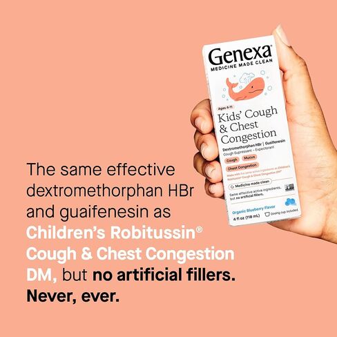 Genexa Kids' Liquid Cough & Chest Congestion Medicine - 4oz - Multi-Symptom Congestion Relief - Certified Vegan, Organic, Gluten Free & Non-GMO - Homeopathic Remedies (Packaging May Vary) in Kuwait