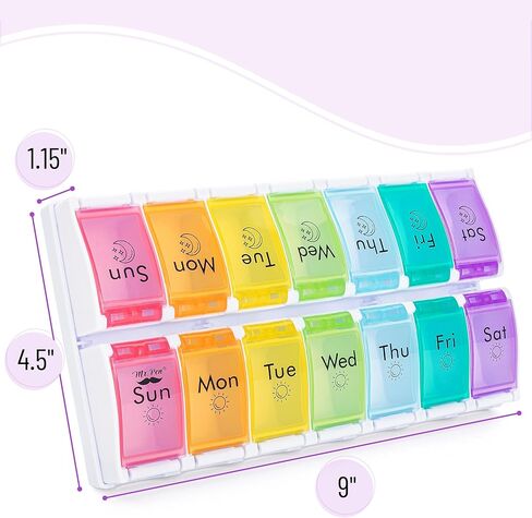 مستر بن - منظم حبوب الدواء الأسبوعي مرتين في اليوم، منظم حبوب الدواء صباحًا ومساءً، 7 أيام، حاويات حبوب الدواء 7 أيام مرتين في اليوم، منظمات حبوب الدواء 7 أيام مرتين في اليوم، منظم حبوب الدواء ليلاً ونهارًا in Kuwait