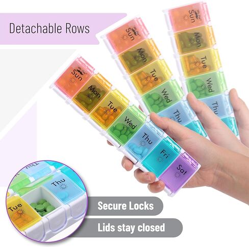 مستر بن - منظم حبوب الدواء الأسبوعي مرتين في اليوم، منظم حبوب الدواء صباحًا ومساءً، 7 أيام، حاويات حبوب الدواء 7 أيام مرتين في اليوم، منظمات حبوب الدواء 7 أيام مرتين في اليوم، منظم حبوب الدواء ليلاً ونهارًا in Kuwait